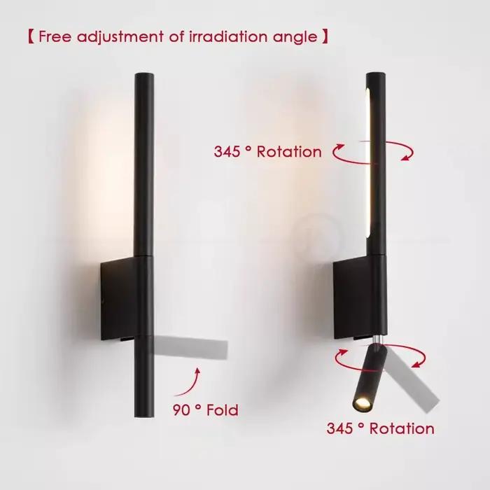 Applique de chevet rotative à 330 degrés, lampe de lecture réglable avec interrupteur, minimaliste,