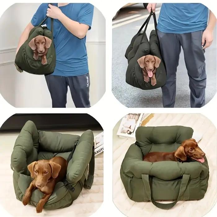 Siège auto pour chien avec ceinture de sécurité – Lit de voiture antidérapant pour petits chiens