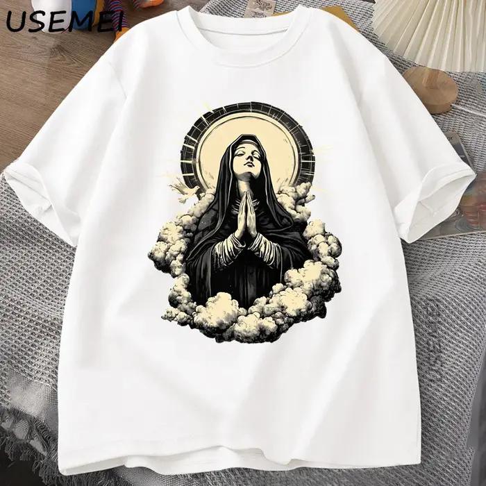 T-shirt chrétien vierge marie graphique