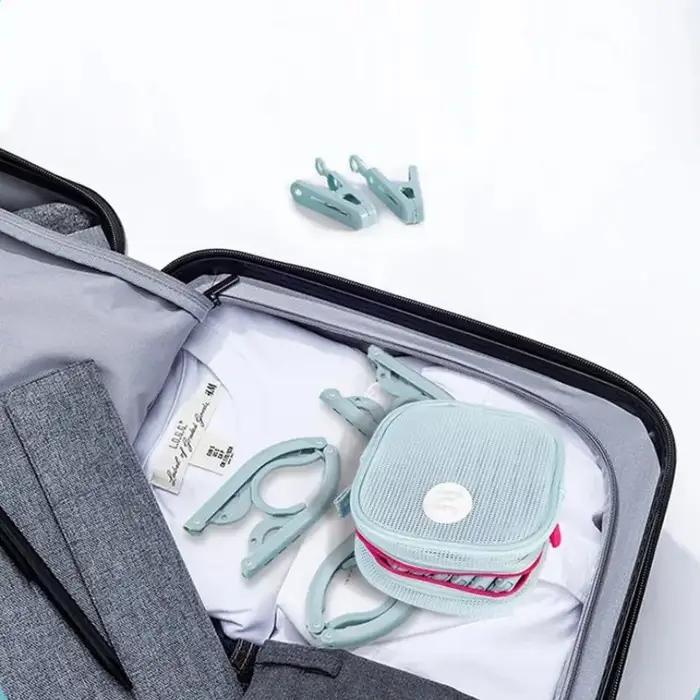 Cintre pliable avec sac de rangement, portable pour les voyages d'affaires, séchage de vêtements, adapté aux dortoirs et aux voyages