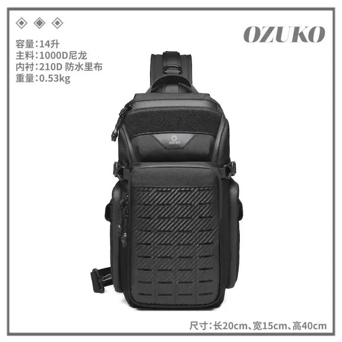 OZUKO hommes sacs de poitrine Sports de plein air tactique bandoulière sacs à bandoulière mâle étanc