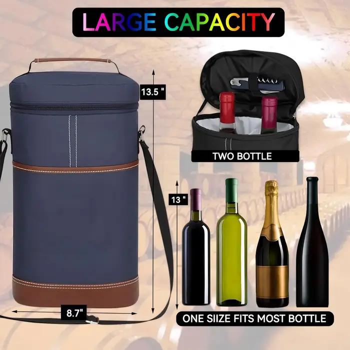Sac isotherme pour bouteille de vin isotherme souple, bouteille thermique à 2 clics, sac d'extérieur