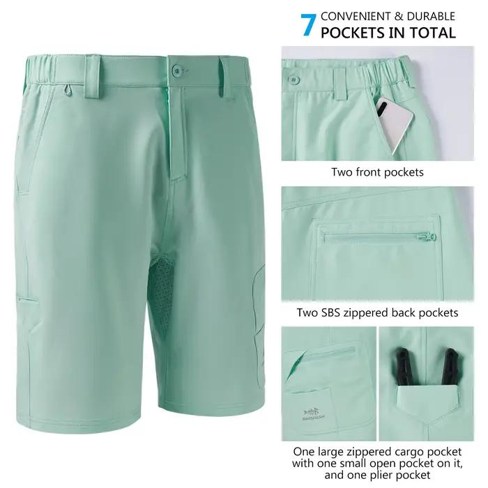 Bassdash-Short Cargo de Pêche pour Homme, vaccage Rapide, Udissolvant 50 + Degrés d'Eau, 26.67cm, FP