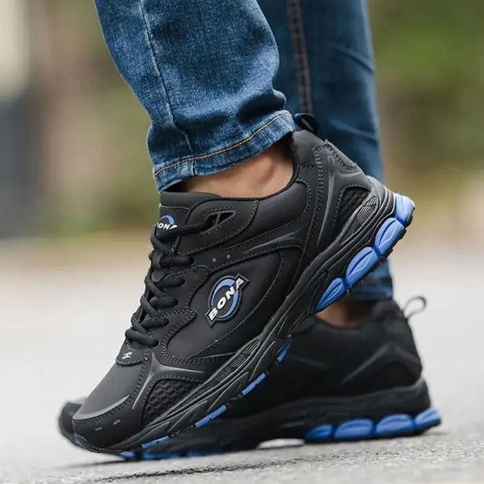 BONA nouveau Style classique hommes chaussures de course à lacets hommes chaussures de Sport en cuir