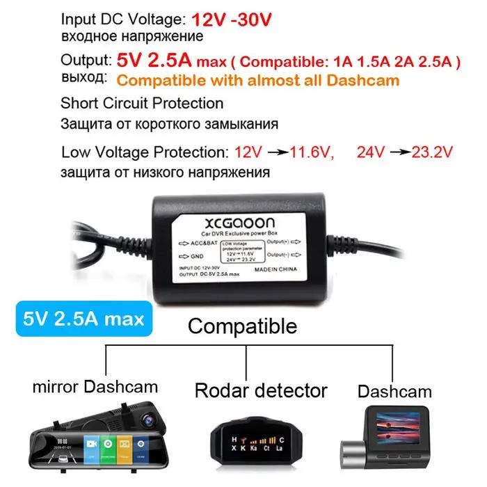 Adaptateur de chargeur de caméra de tableau de bord de voiture, Mini Micro Type C USB 5V 2,5 a, Kit