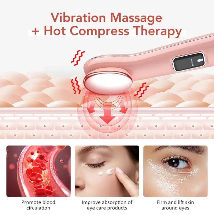 Masque yeux vibrations lumière rouge chaleur anti rides lifting soin cernes poches beauté stylo massage