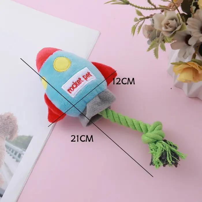 Jouet en peluche pour chien en forme de fusée