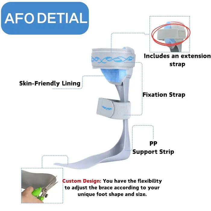 Attelle de pied tombant AFO, stabilisateur de pied tombant, support AFO pour la marche, léger, réglable, polyéthylène, convient à la plupart des chaussures facilement