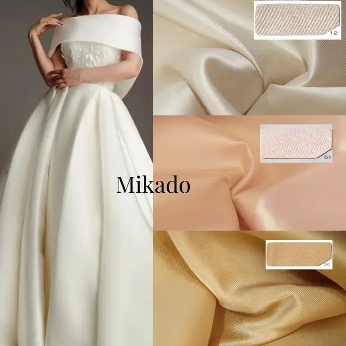 Tissu en satin Mikado blanc croustillant de haute qualité pour robe de soirée, tissu de mariage, ser