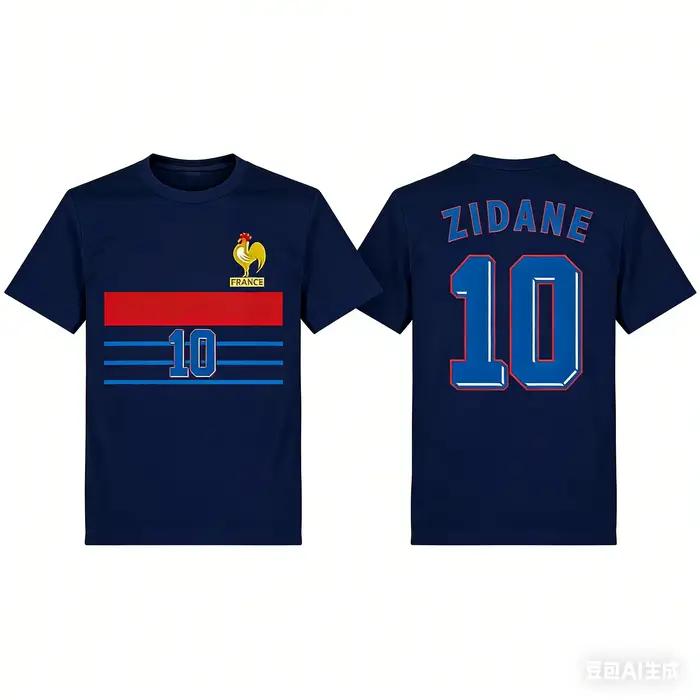 T-shirt Rétro France 1998 Zidane 10 Homme Femme Coton Vintage Décontracté Ample Confortable Doux Hau