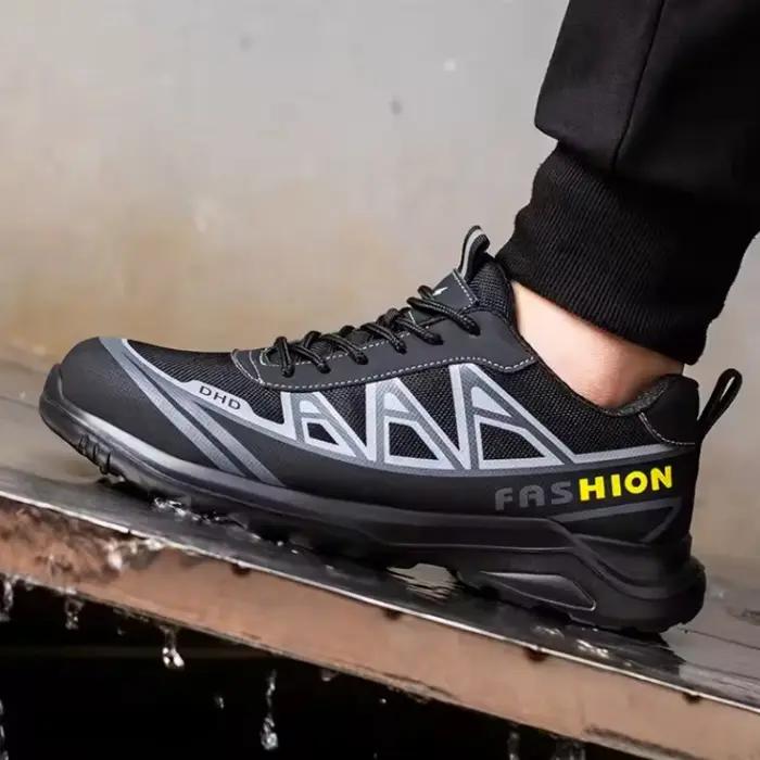 Chaussures de sécurité pour homme anti-écrasement anti-perforation bout en acier résistantes à lusure baskets indestructibles pour travailleurs constructions ateliers usines