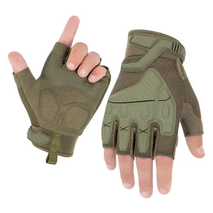 Gants tactiques demi-doigts camouflage - Anti-choc, anti-dérapant, résistant pour VTT et sports outdoor