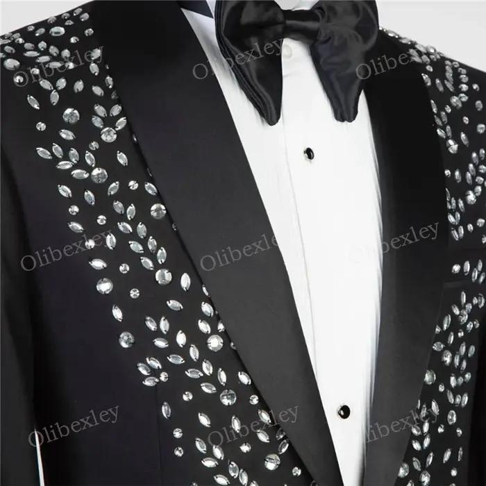 Smokings noirs pour hommes costumes noirs 2 pièces personnalisé Elegante haute qualité Slim Fit homm