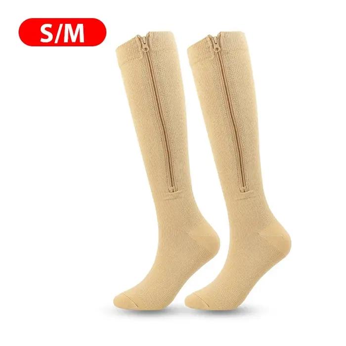Chaussettes de compression à fermeture éclair pour hommes et femmes, polyester et nylon, soulagement des douleurs, yoga, chasse, confort tout au long de la journée