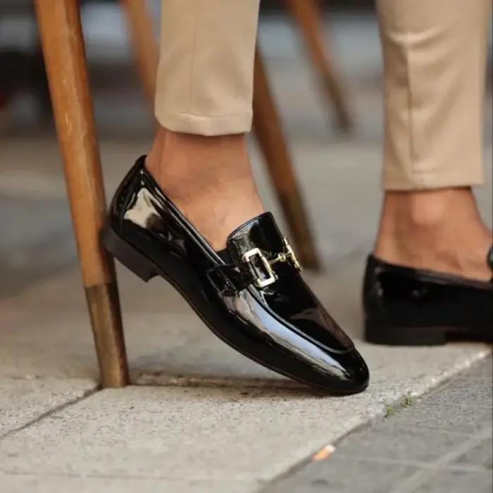 Mocassins noirs en cuir Pu pour hommes