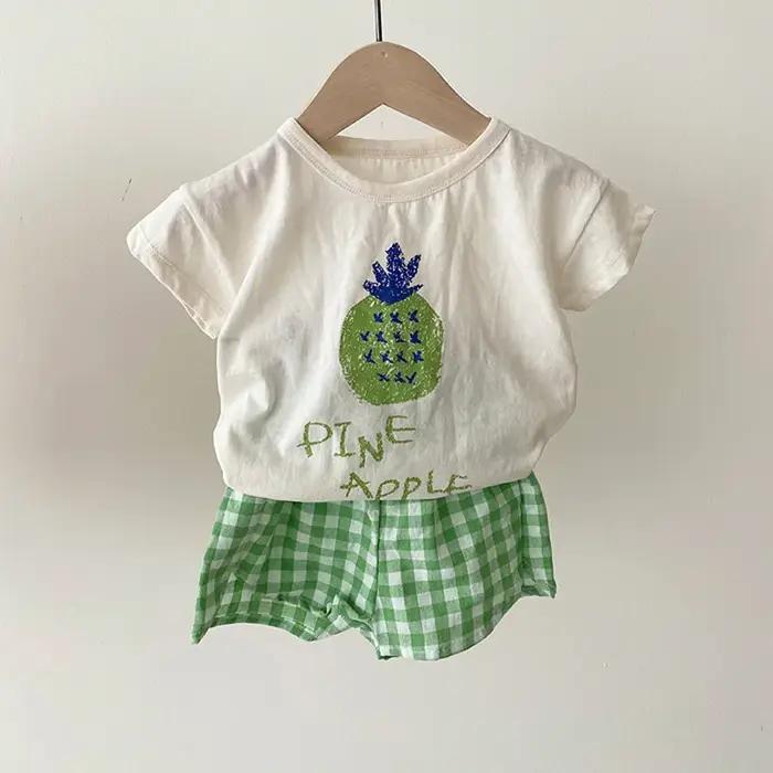 Ensemble pyjama en coton pour bébé, sans manches, vêtements de nuit pour bébé, dessin animé, vêtemen