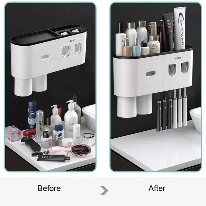Porte-brosse à dents inversé à Adsorption magnétique, support mural Double distributeur automatique