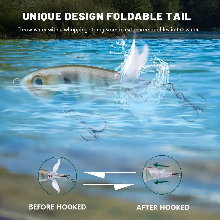 TREHOOK 9g/16g Topwater Whopper Popper leurres de pêche rotatif Double queue d'hélice appât artificiel flottant Wobblers