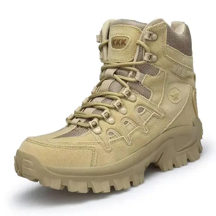 Bottes de chasse pour hommes, bottes de randonnée, bottes tactiques, chaussures de travail, chaussures de sécurité, bottes de moto, grande taille 39-46, cuir et polyester, respirantes, à lacets, Wolf Enemy