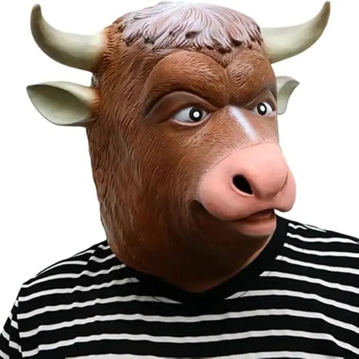 Masque de taureau en latex, masque intégral de taureau, masque d'Halloween
