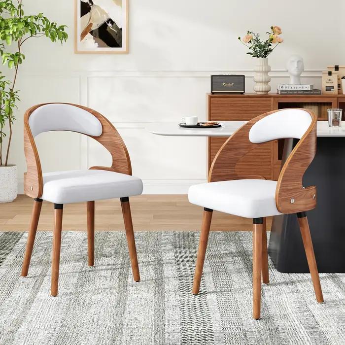 Chaises de salle à manger en bois Farini, ensemble de 2 chaises de salle à manger modernes rembourré