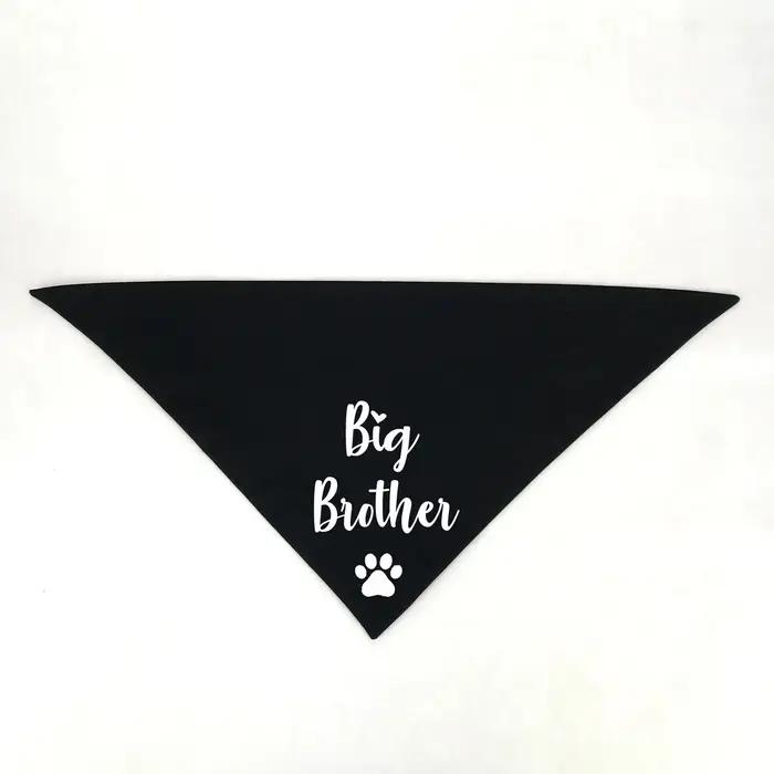 Bandana pour chien Big Brother élégant pour photos d'annonce de grossesse, révélation du sexe, adoption de chiot, noir et blanc