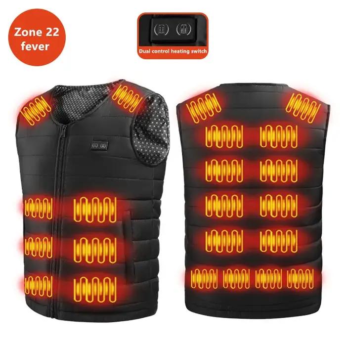 Nouveau hiver unisexe col en v 22 zones résistant à la chaleur gilet chaud personnes d'âge moyen et âgées portées