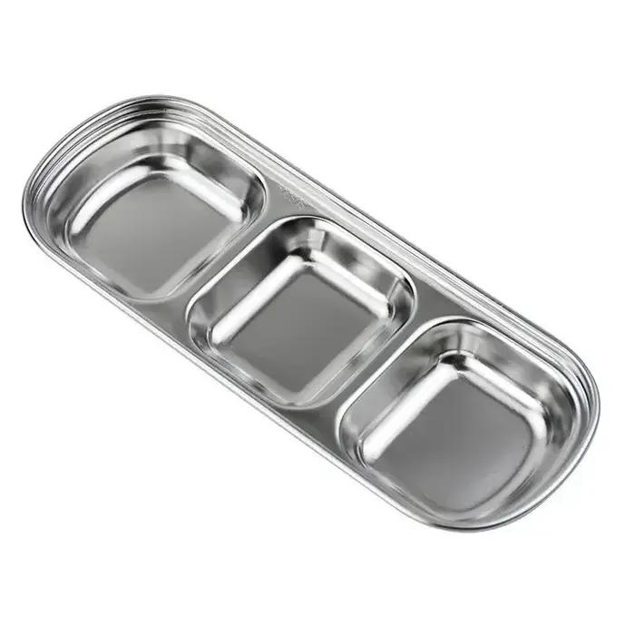 Plat à Sauce à 3 compartiments en acier inoxydable