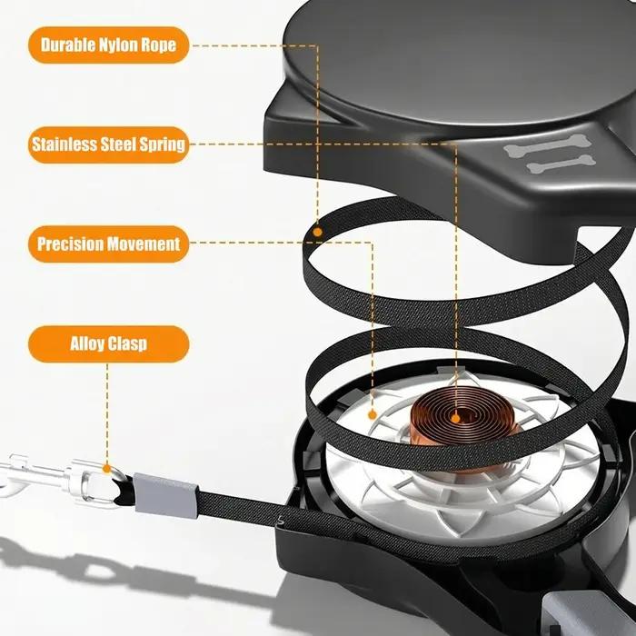 Laisse Rétractable Automatique pour Chien 3/5m – Sangle Personnalisée pour Promenades Nocturnes Sûres – Accessoires pour Animaux de Compagnie avec Poignée Confortable