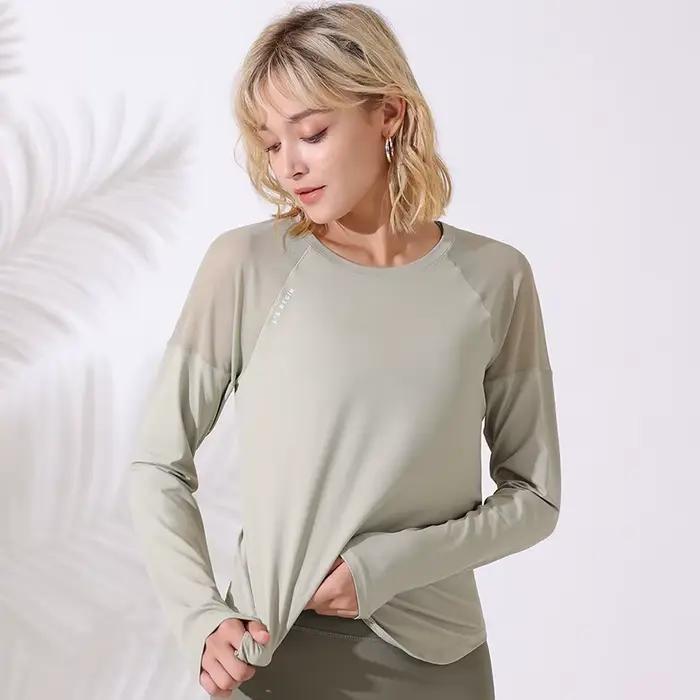 T-shirt de sport à manches longues pour femmes ample respirant de Yoga de course de Gym d'entraîneme