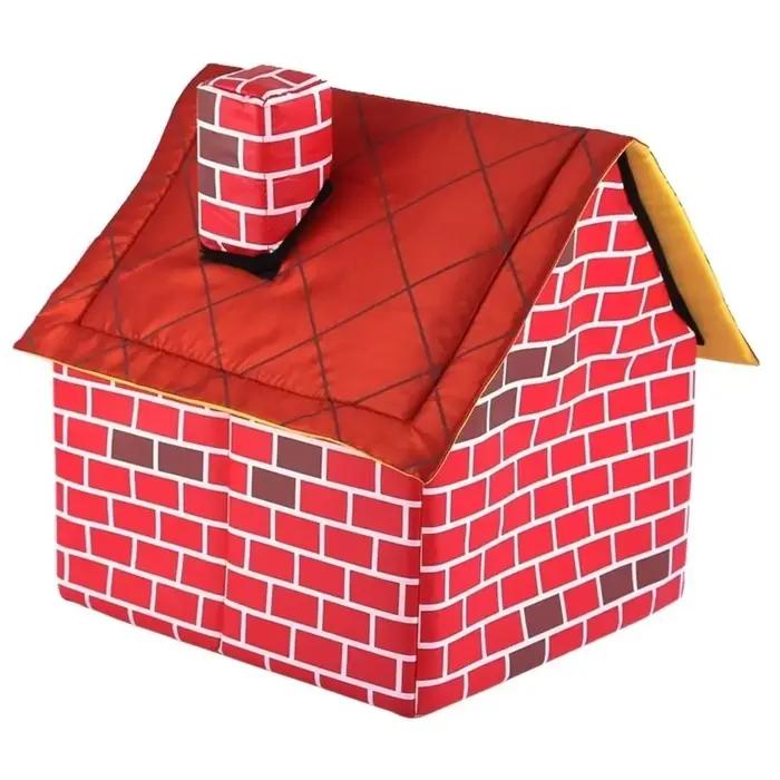 Lit de Repos Douillet en Cuir pour Chiens et Chats Style Mur de Briques Portable Occasions Spéciales