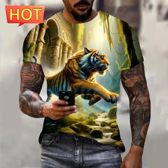 T-shirt graphique aigle animalier tendance pour homme et femme, imprimé 3D, manches courtes, grandes tailles, vêtements décontractés