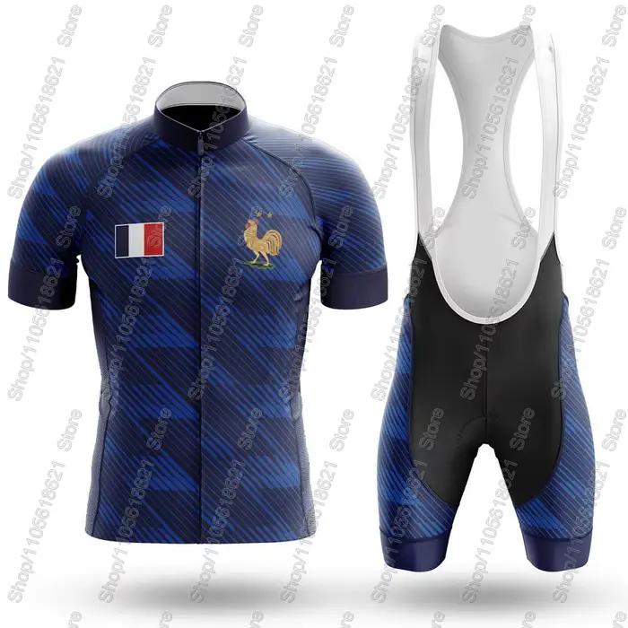 Ensemble Maillot et Cuissard de Cyclisme Équipe Nationale France 2026 pour Hommes – Tenue de Vélo de Route