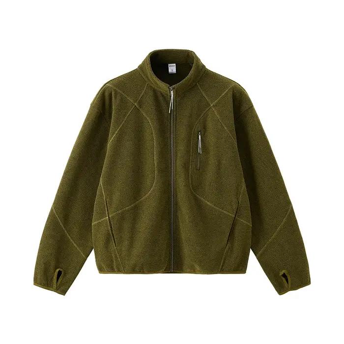 Veste chauffante doublée en polaire pour homme : équipement d'extérieur d'hiver avec col montant et