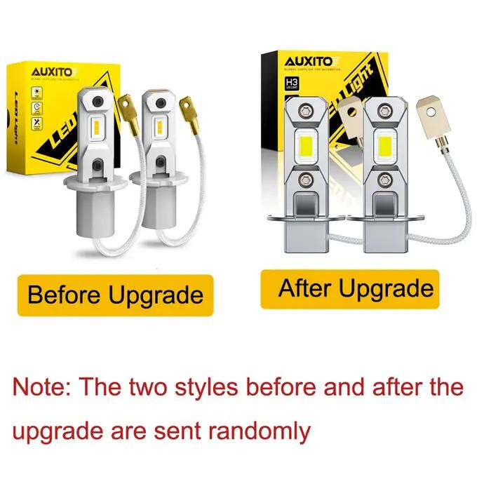 AUXITO 2 pièces H3 LED ampoule de phare Canbus sans ventilateur feux de route 6500K blanc jaune voit