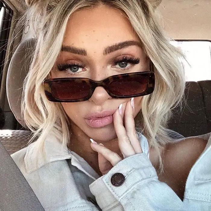 28 pièces petit modèle rectangulaire lunettes de soleil pour femmes Vintage marque concepteur carré