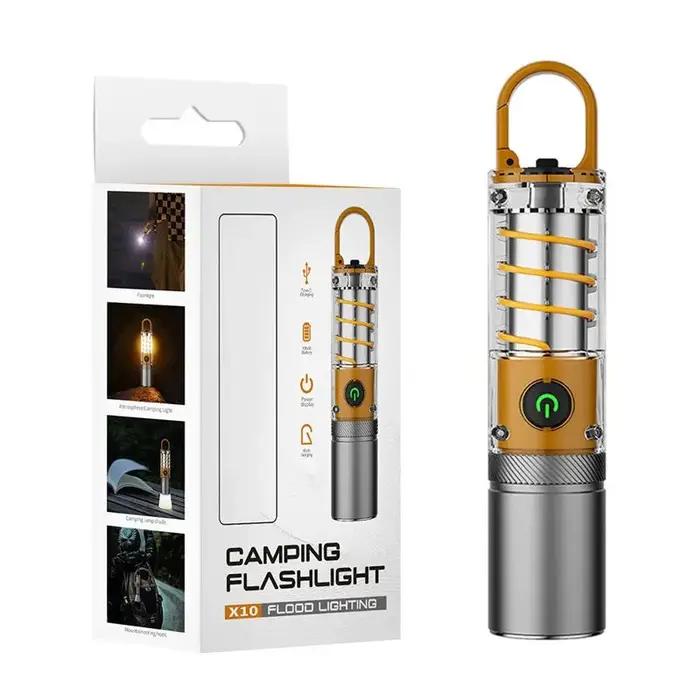 Lampe de poche LED en tungstène, double Source, Zoom télescopique, étanche, pour Camping en plein ai