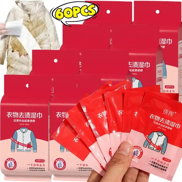 60/20 pièces lingettes humides anti-taches pour vêtements lingettes humides multifonctions sans lavage et détachant des taches pour vêtements chaussures veste