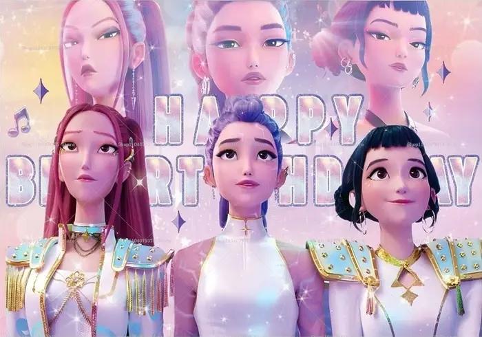 Bannière de fête d'anniversaire KPop Demon Hunters