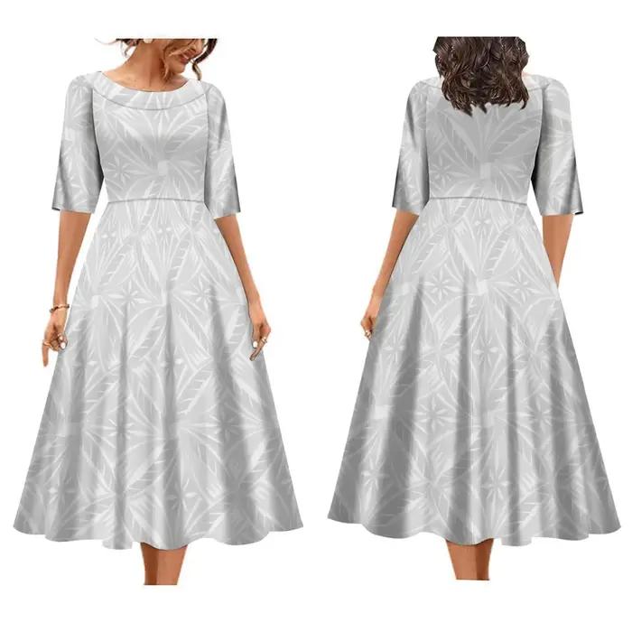 Robe mi-longue imprimée tribale, robe hawaïenne, robe éducative, cadeau de fête des mères personnali