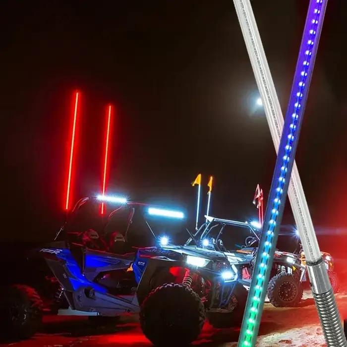 1 pièces RGB Led fouet lumière Led voiture lumière LED RGB étanche pliable télécommande APP contrôle