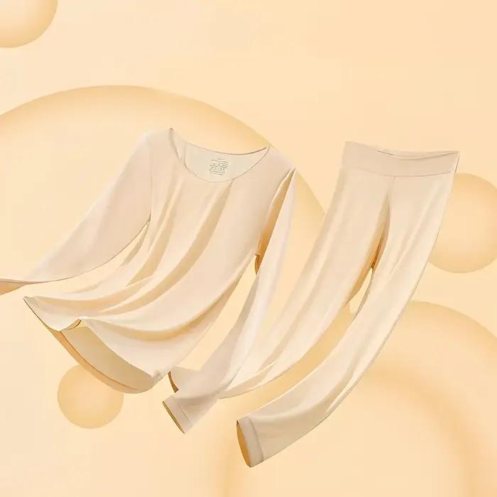 Sous-vêtement thermique double couche en nylon et élasthanne pour femmes, lingerie chaude, confort douillet, occasions hivernales et cadeaux personnalisés