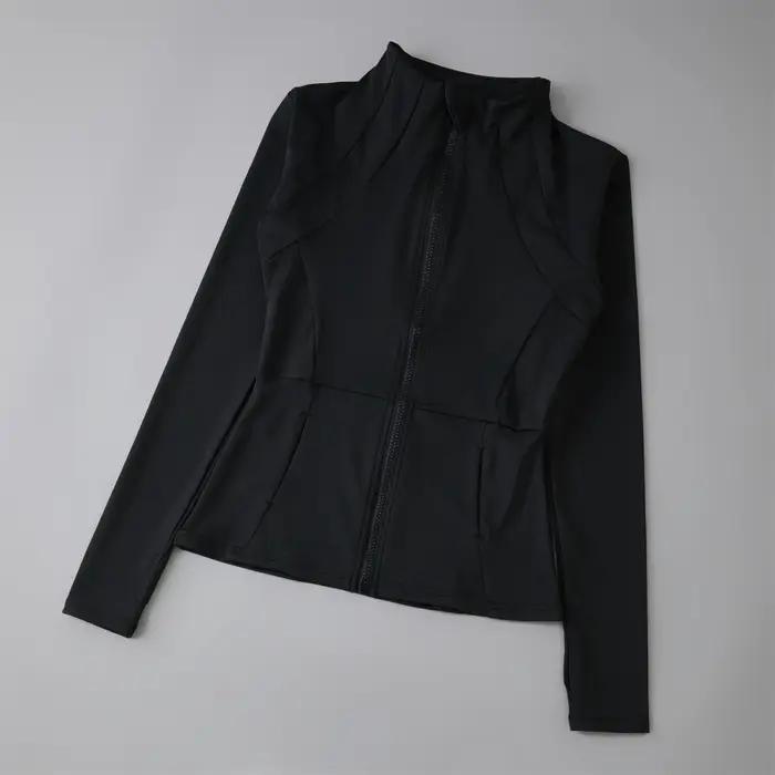 Dessus de Yoga coupe-vent fermeture éclair vestes de course femmes à manches longues