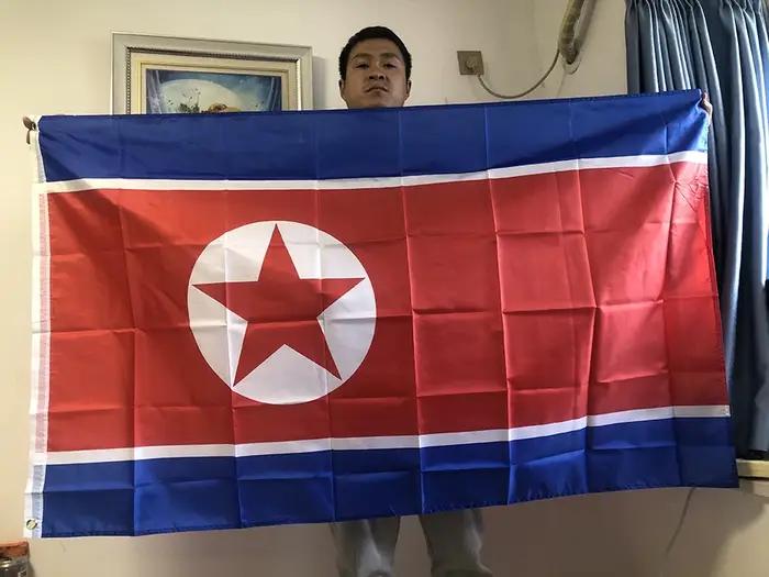 SKY DRAPEAU Drapeau de pays de Corée du Nord 90X150 cm polyester de haute qualité suspendu PRK KP NK
