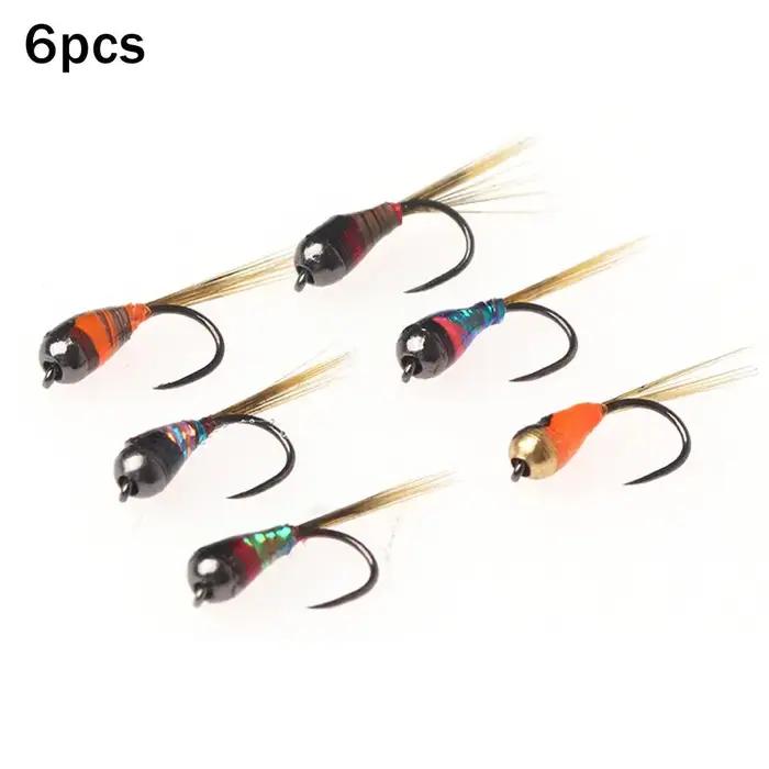 6 pièces # 14 Nymphes de pêche à la mouche Euro Fly Perdigon