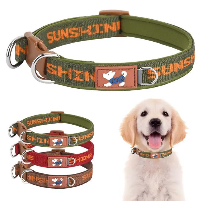 CP570--Collier réglable pour chien de compagnie, deux anneaux en D en métal et boucle durable, imprimés colorés, adapté aux chiens de grande, moyens et de petite taille.