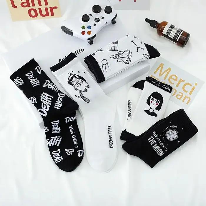 Chaussettes hautes coton tendance chasse - Modèle japonais Harajuku pour femme et couple sportif