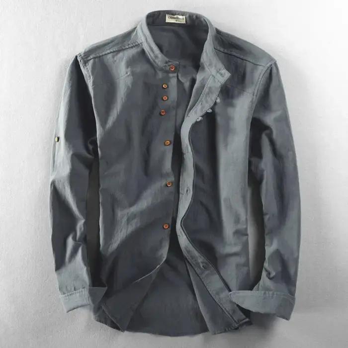 Chemise en lin de coton décontracté pour hommes