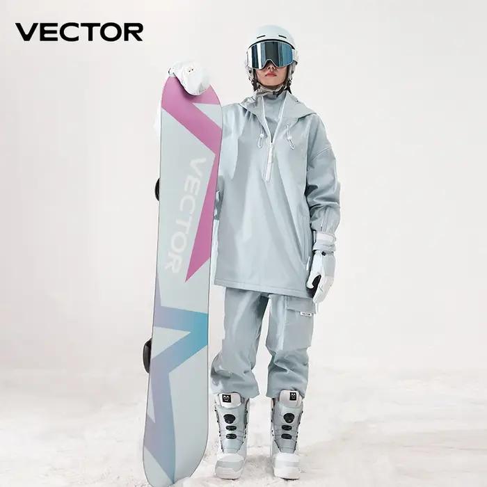 Veste de Ski de couleur unie pour hommes et femmes, pantalon de Ski chaud, coupe-vent, salopette d'h