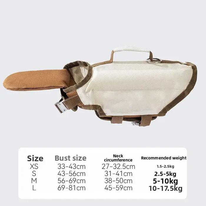 Gilet de sauvetage pour chien avec poignée de sauvetage